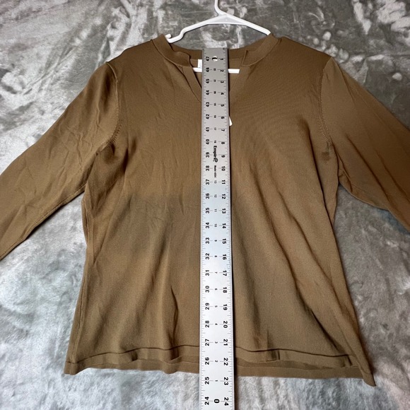 Talbots Petites Brown V Neck 3/4 Sleeve Knit Sweater Top XL - Picture 3 of 6